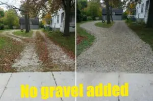Two pictures of a gravel road with the words " how to gravel added ".