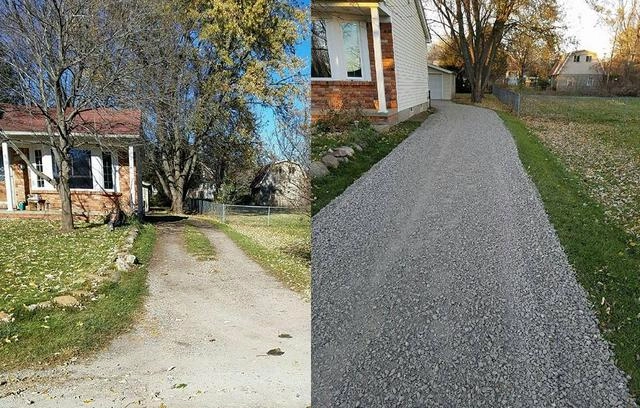 A before and after picture of the same street.