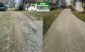 A before and after picture of the side of a road.