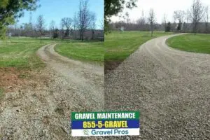 A before and after picture of gravel maintenance.