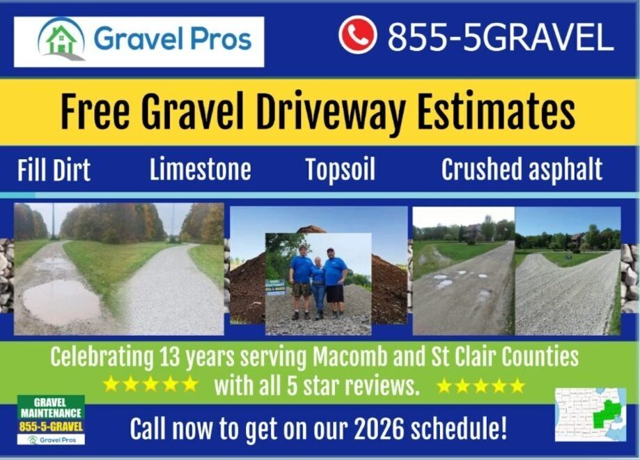 Gravel Pros offers free driveway estimates with top-quality materials and 5-star service.